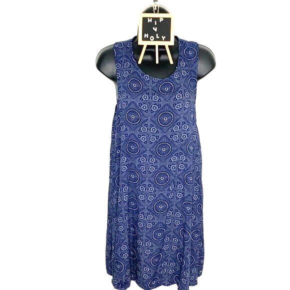 Roxy Patterned Print Sleeveless Racer Back MIDI Dress Blue Size Small - Picture 2 of 12